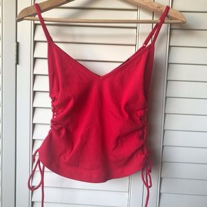 Sexy Cropped Red Tank Top, Laced/Tied Up Sides